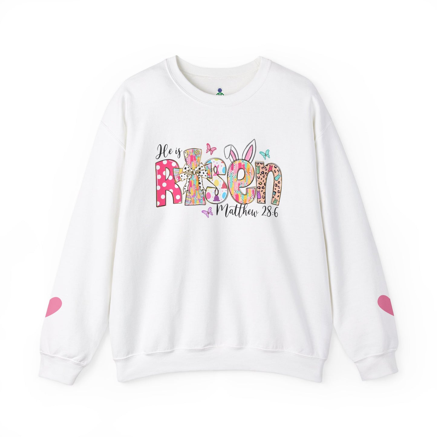 He Is Risen Crewneck Sweatshirt - Colorful Easter Clothing for Men & Women