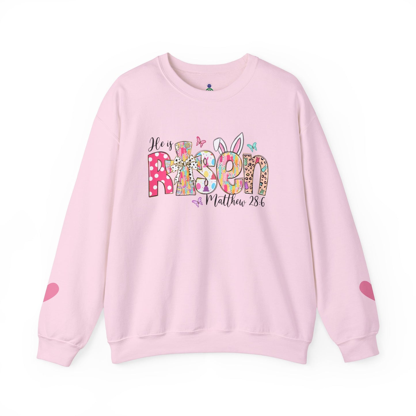 He Is Risen Crewneck Sweatshirt - Colorful Easter Clothing for Men & Women