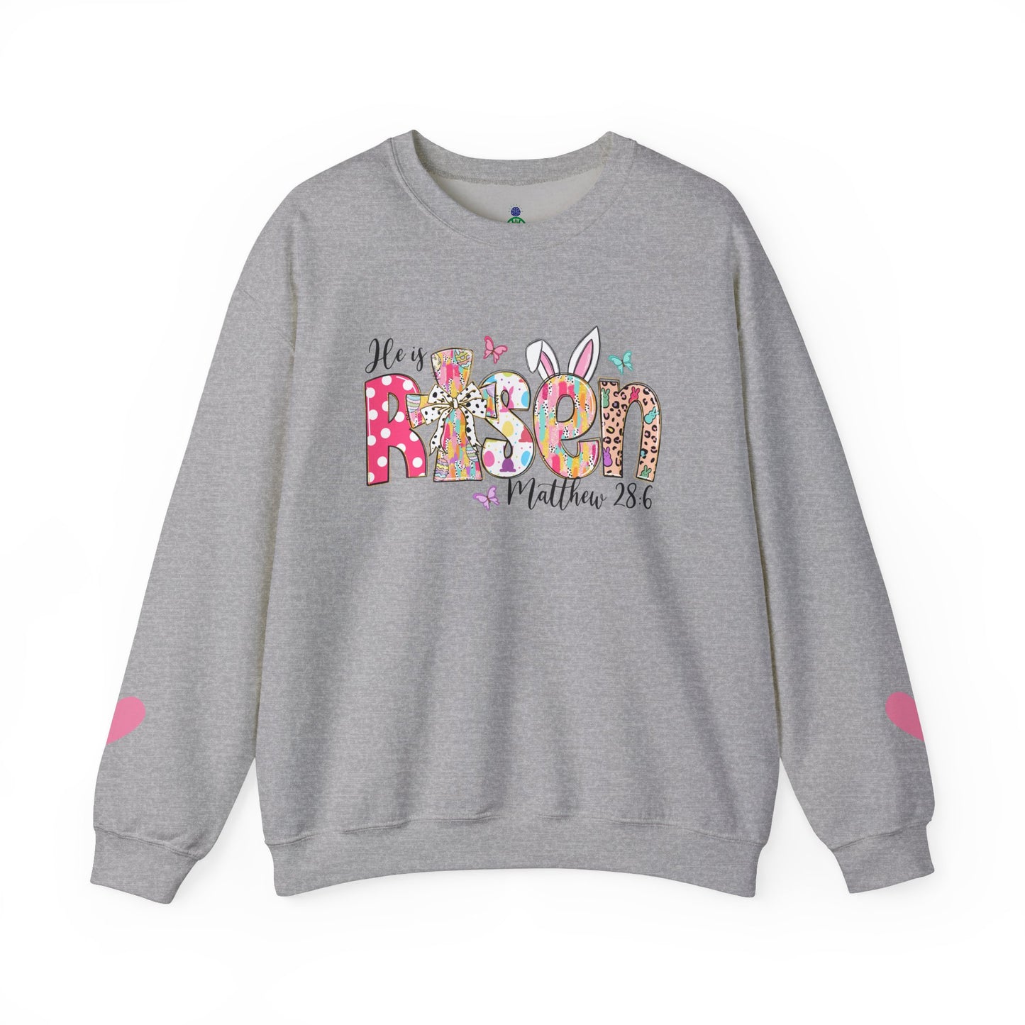 He Is Risen Crewneck Sweatshirt - Colorful Easter Clothing for Men & Women