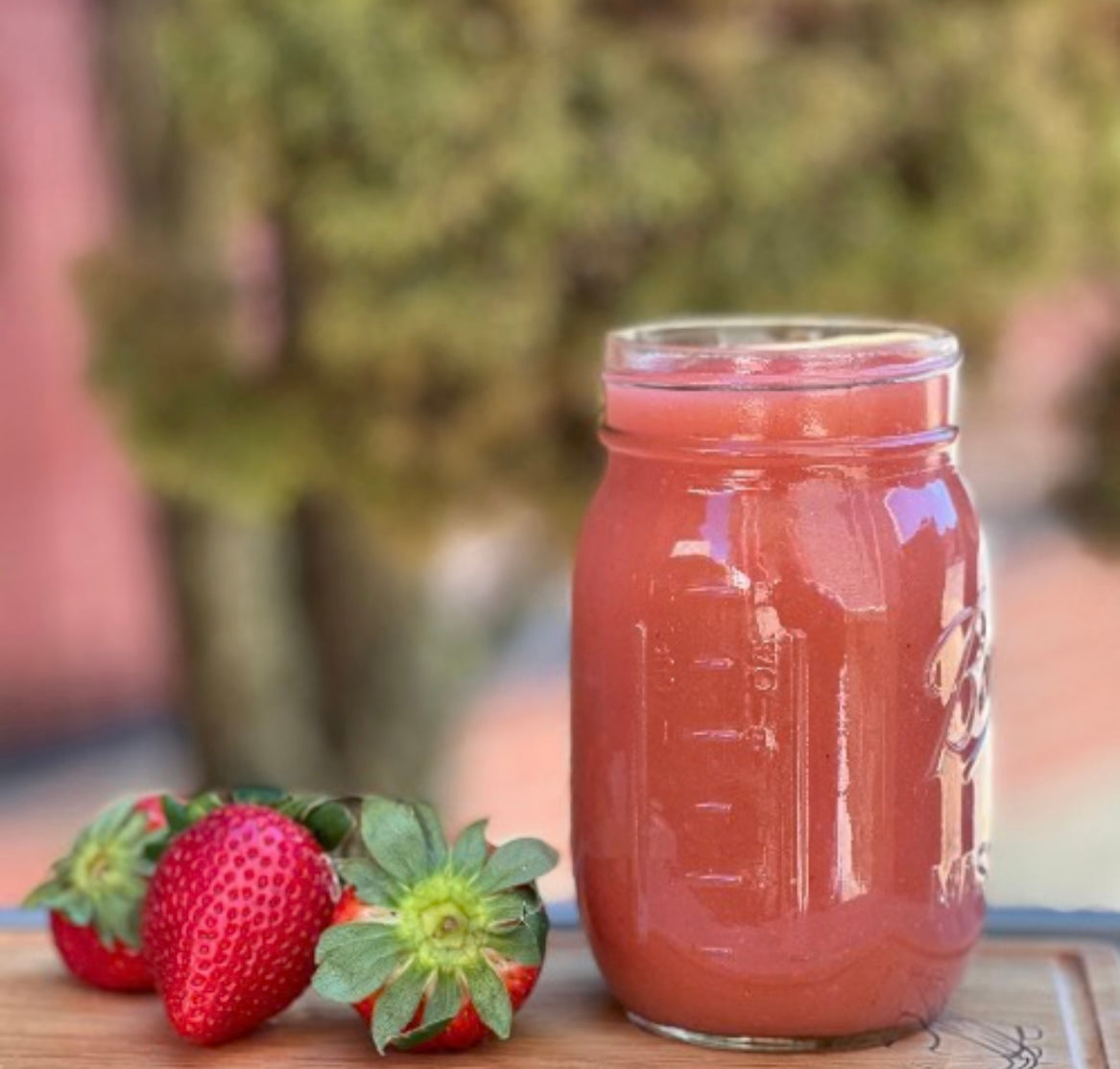 Jar Of Seamoss Gel Infused With Fresh Strawberries